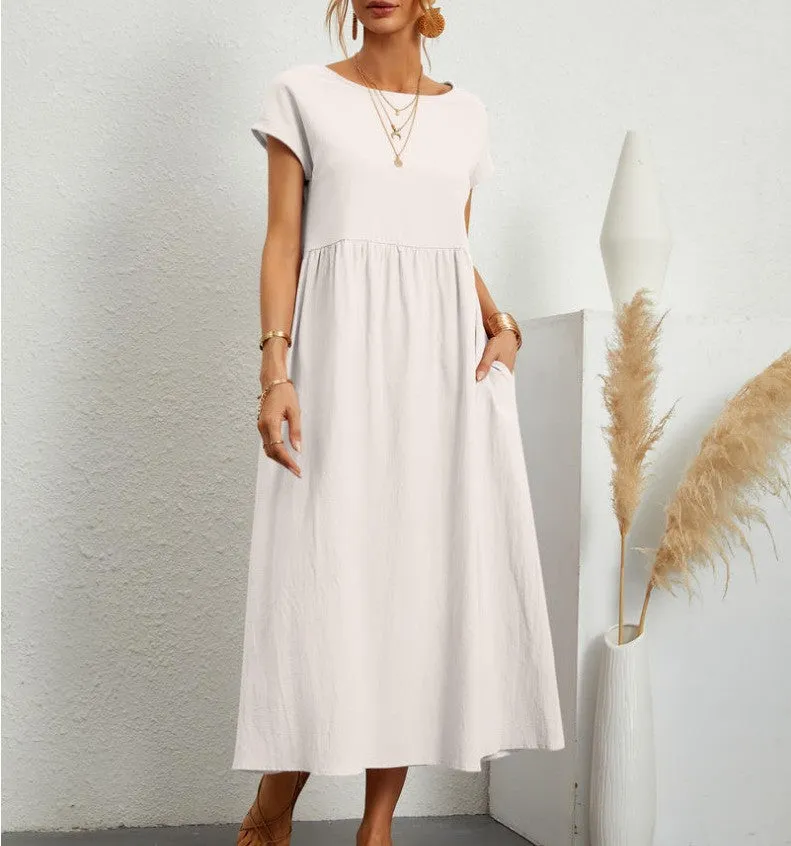 Cotton Linen Pocket Dress