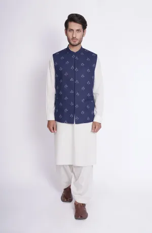 Cotton Linen Schiffli Mens Waistcoat