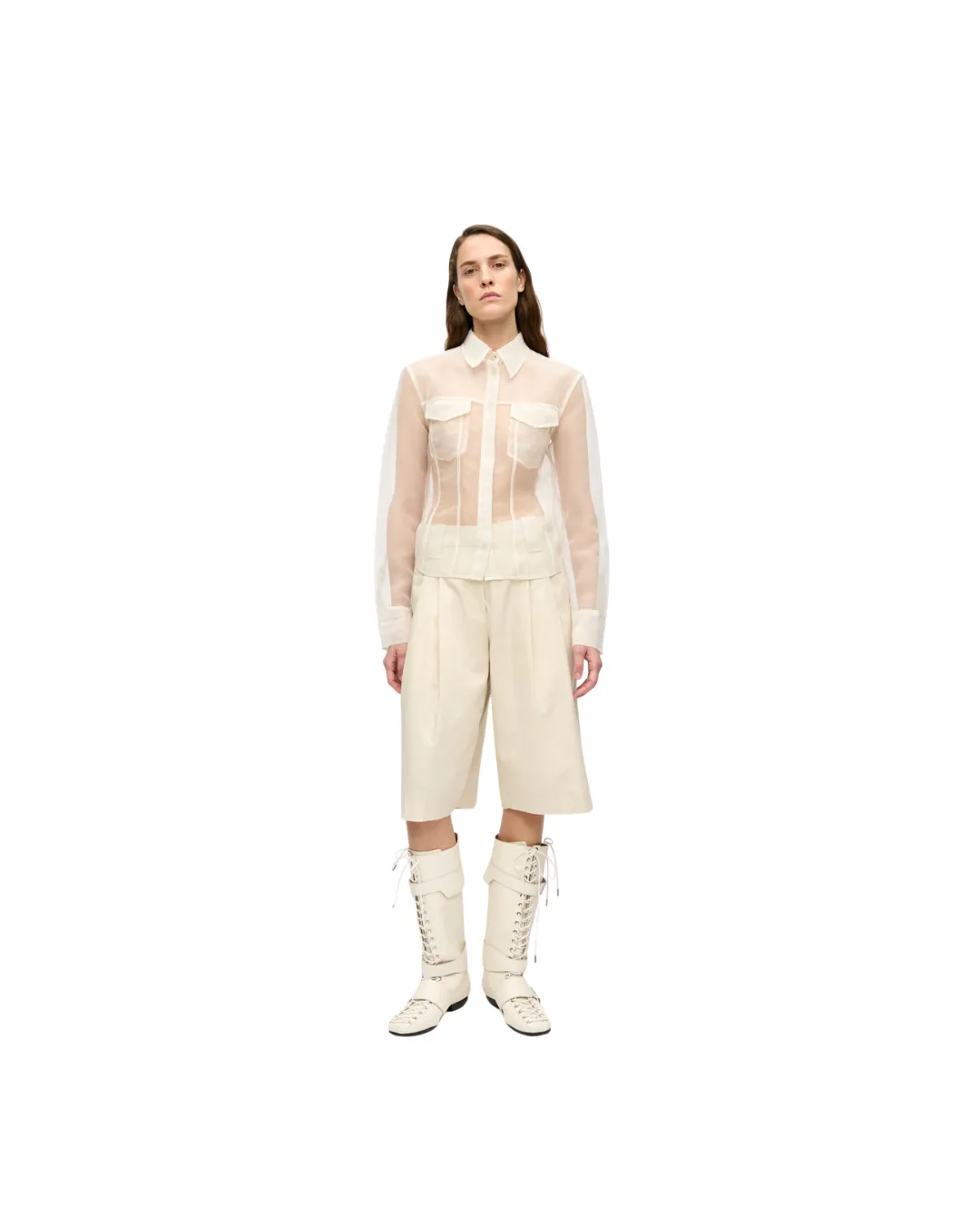 Cotton Melange Tailoring Wide Shorts
