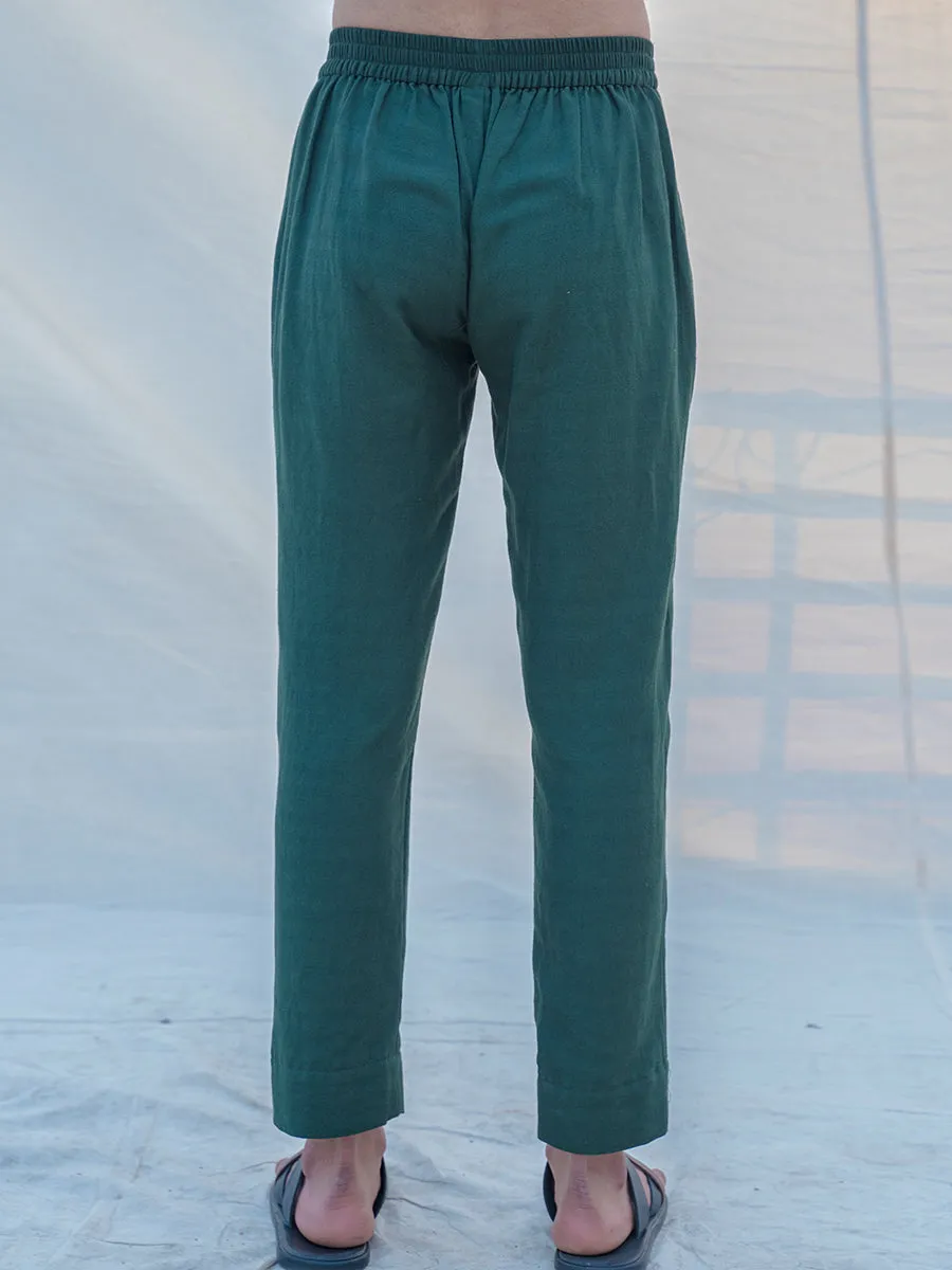 Cotton X Linen Bottled in Green Trouser
