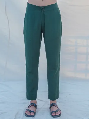 Cotton X Linen Bottled in Green Trouser