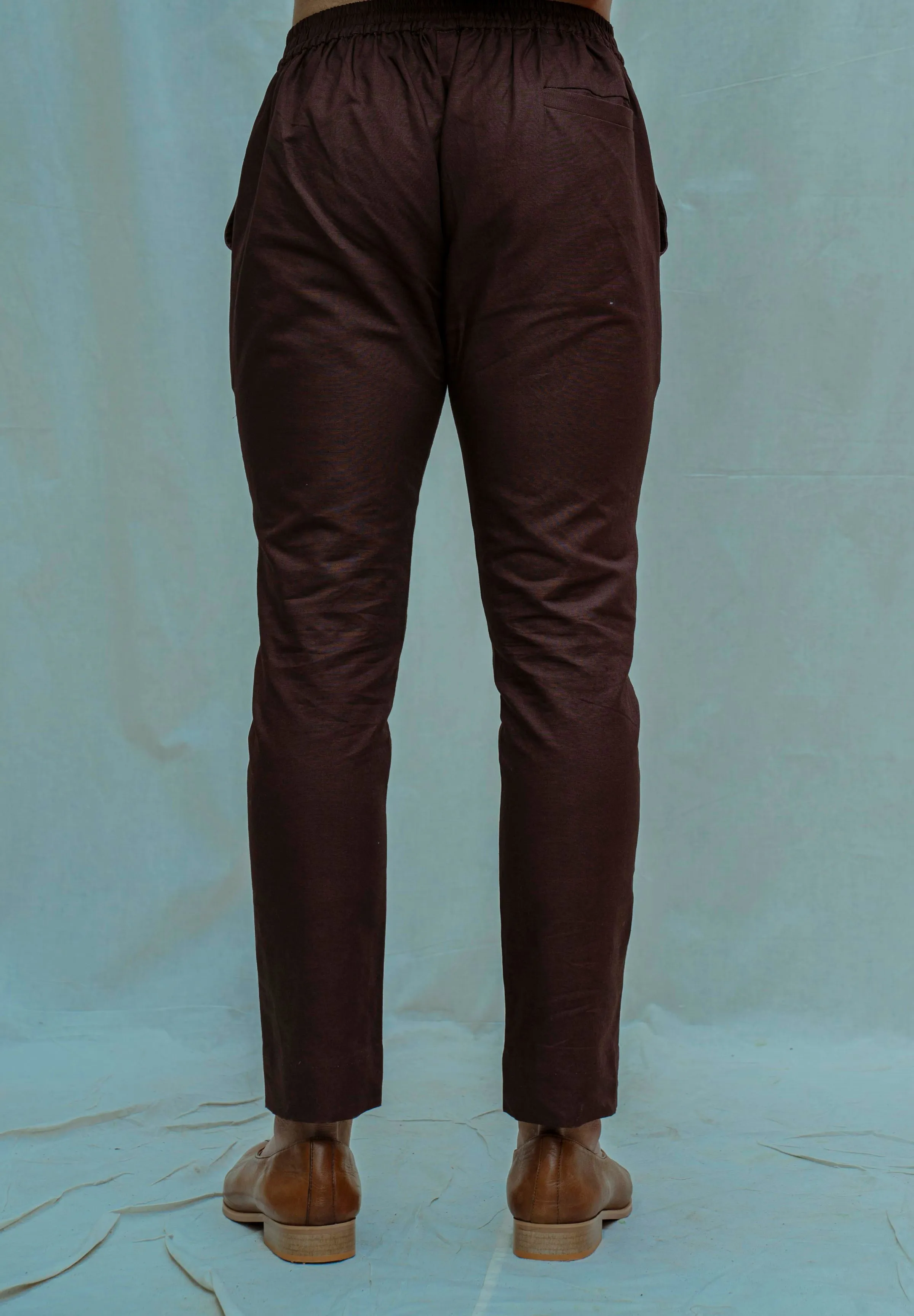 Cotton X Linen Brown Tapered Pant