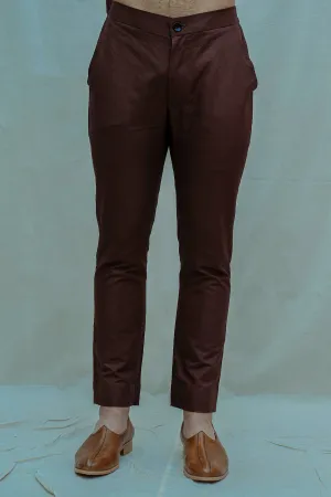 Cotton X Linen Brown Tapered Pant