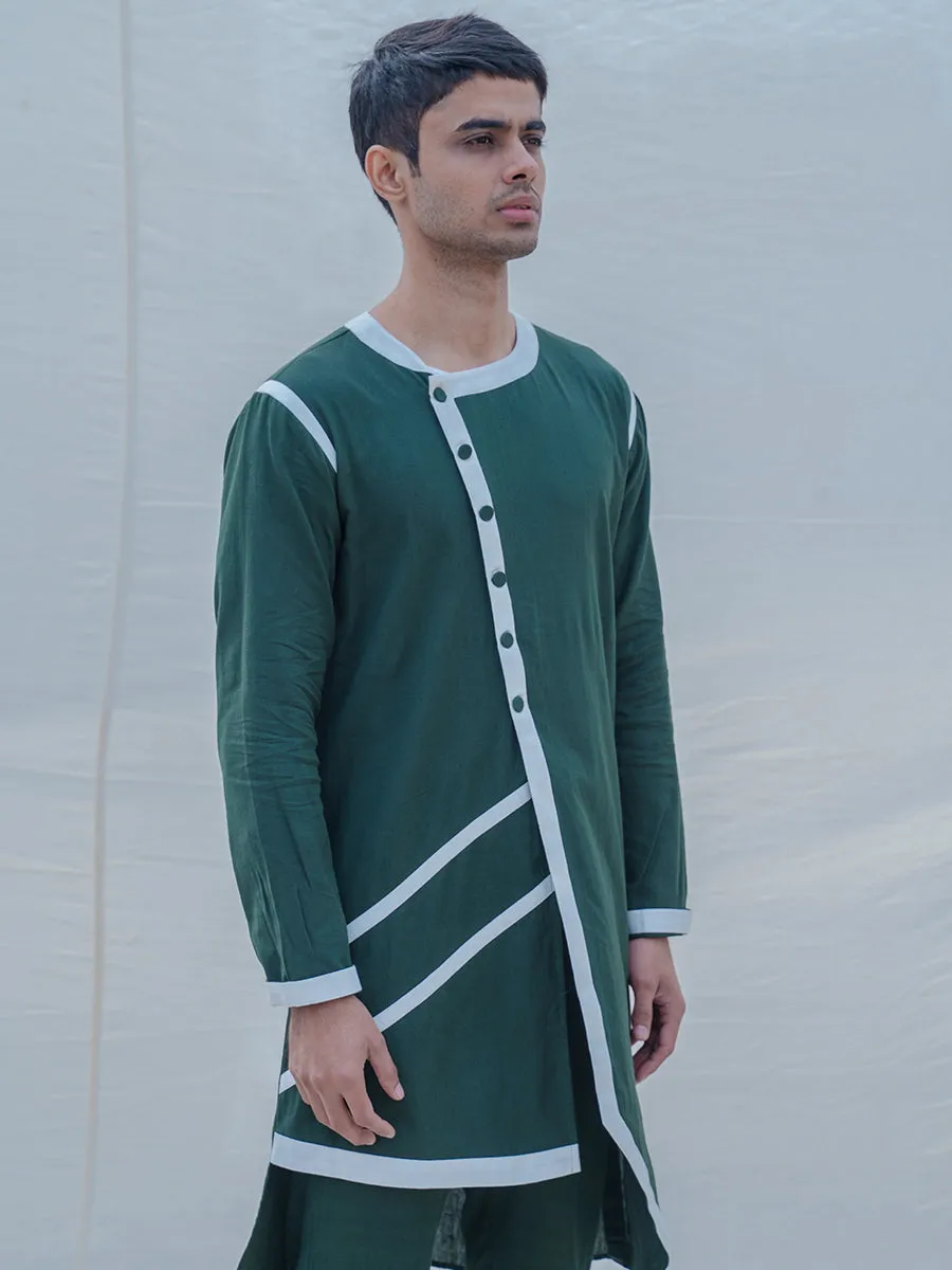 Cotton X Linen In Green Kurta
