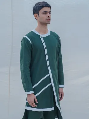 Cotton X Linen In Green Kurta