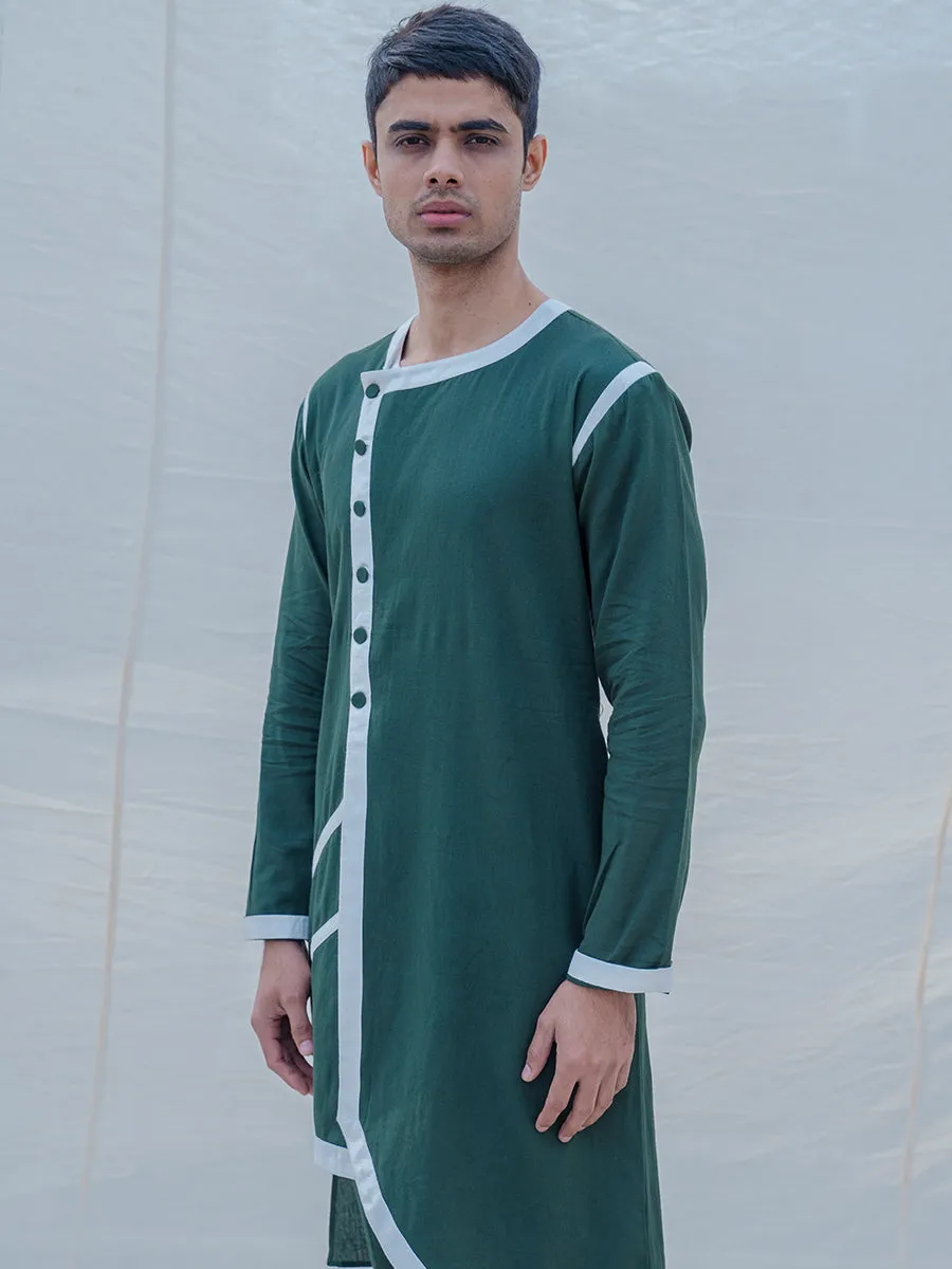 Cotton X Linen In Green Kurta