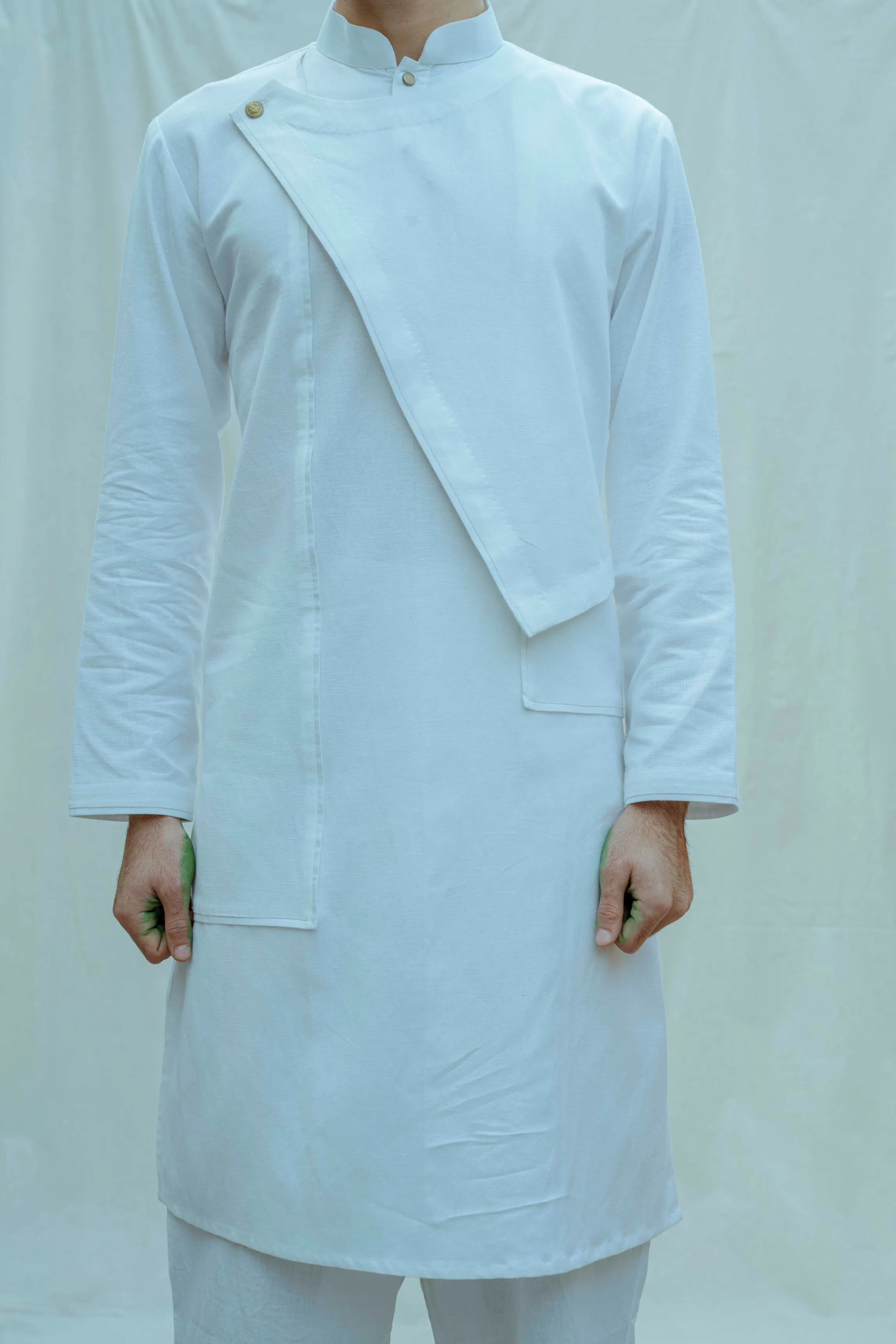 Cotton X Linen Overlap Kurta with Pant Set