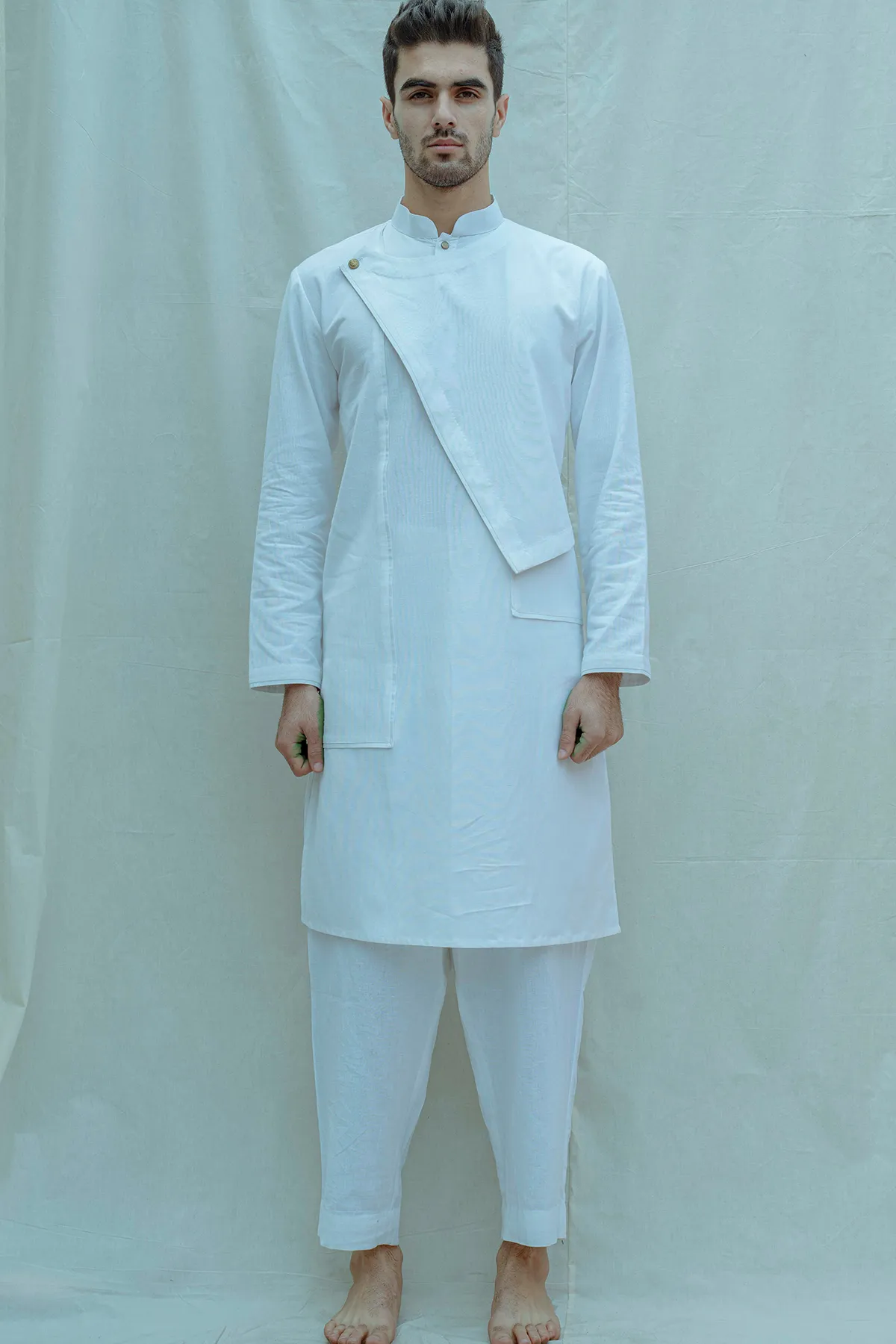Cotton X Linen Overlap Kurta with Pant Set