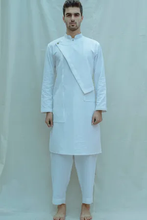 Cotton X Linen Overlap Kurta with Pant Set