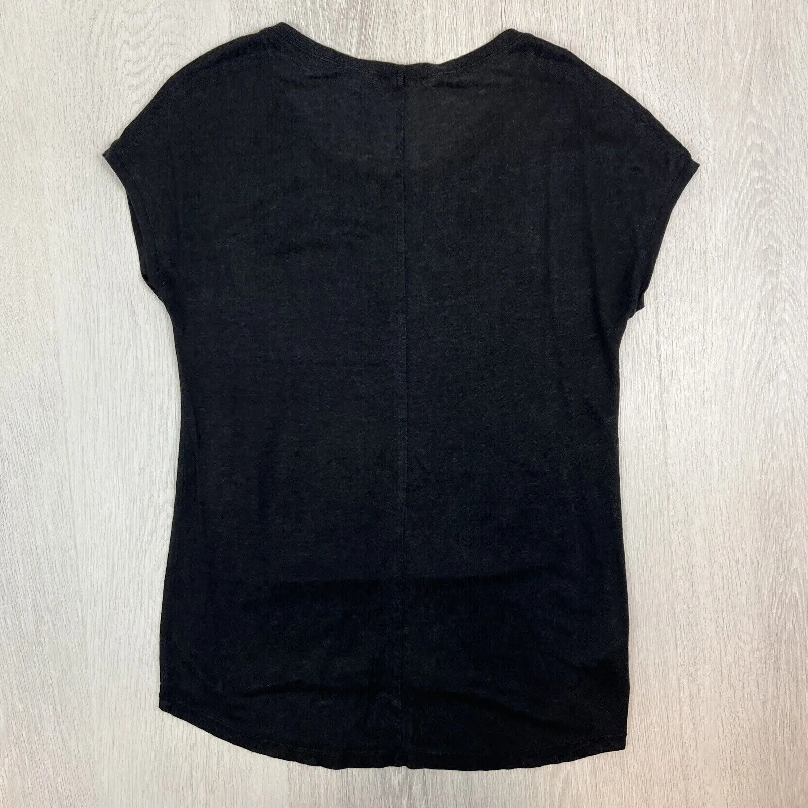 Country Road Womens Black Linen Pocket T-Shirt Size 2XS
