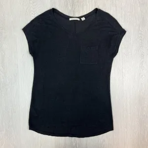 Country Road Womens Black Linen Pocket T-Shirt Size 2XS