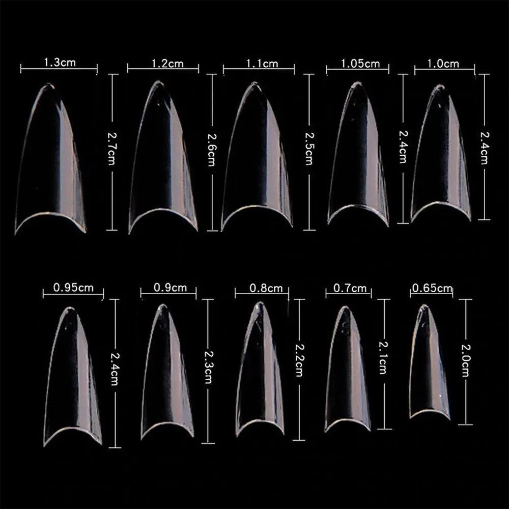 Cre8tion Nail Tips - #03 Short Stiletto - Clear / Divider Box of 500 Pieces
