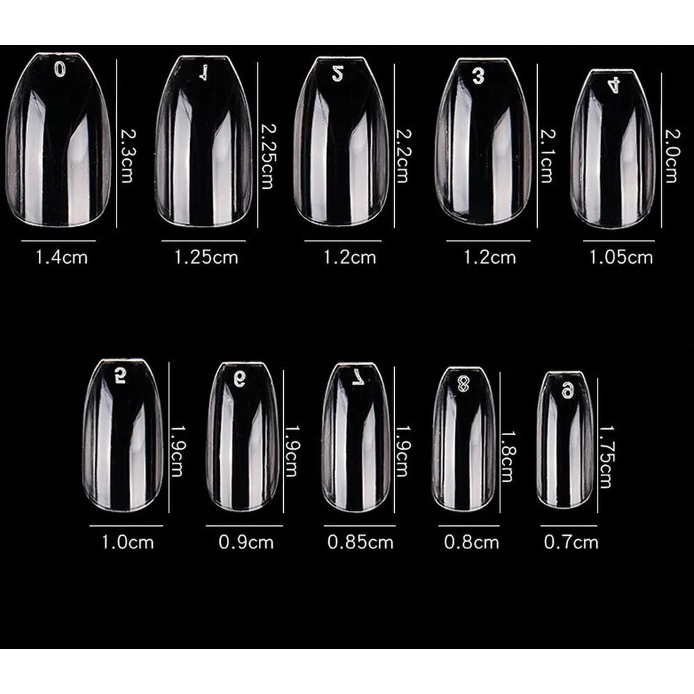 Cre8tion Nail Tips - #08 Long Almond - Clear / Divider Box of 500 Pieces