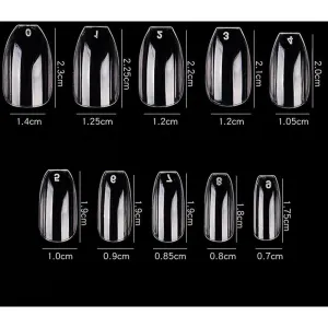 Cre8tion Nail Tips - #08 Long Almond - Clear / Divider Box of 500 Pieces