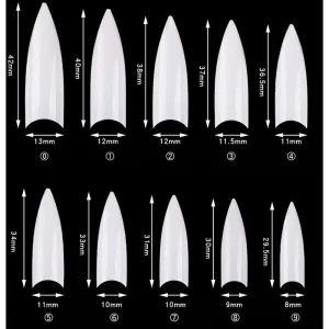 Cre8tion Nail Tips - #12 Wide Stiletto - Natural / Divider Box of 500 Pieces