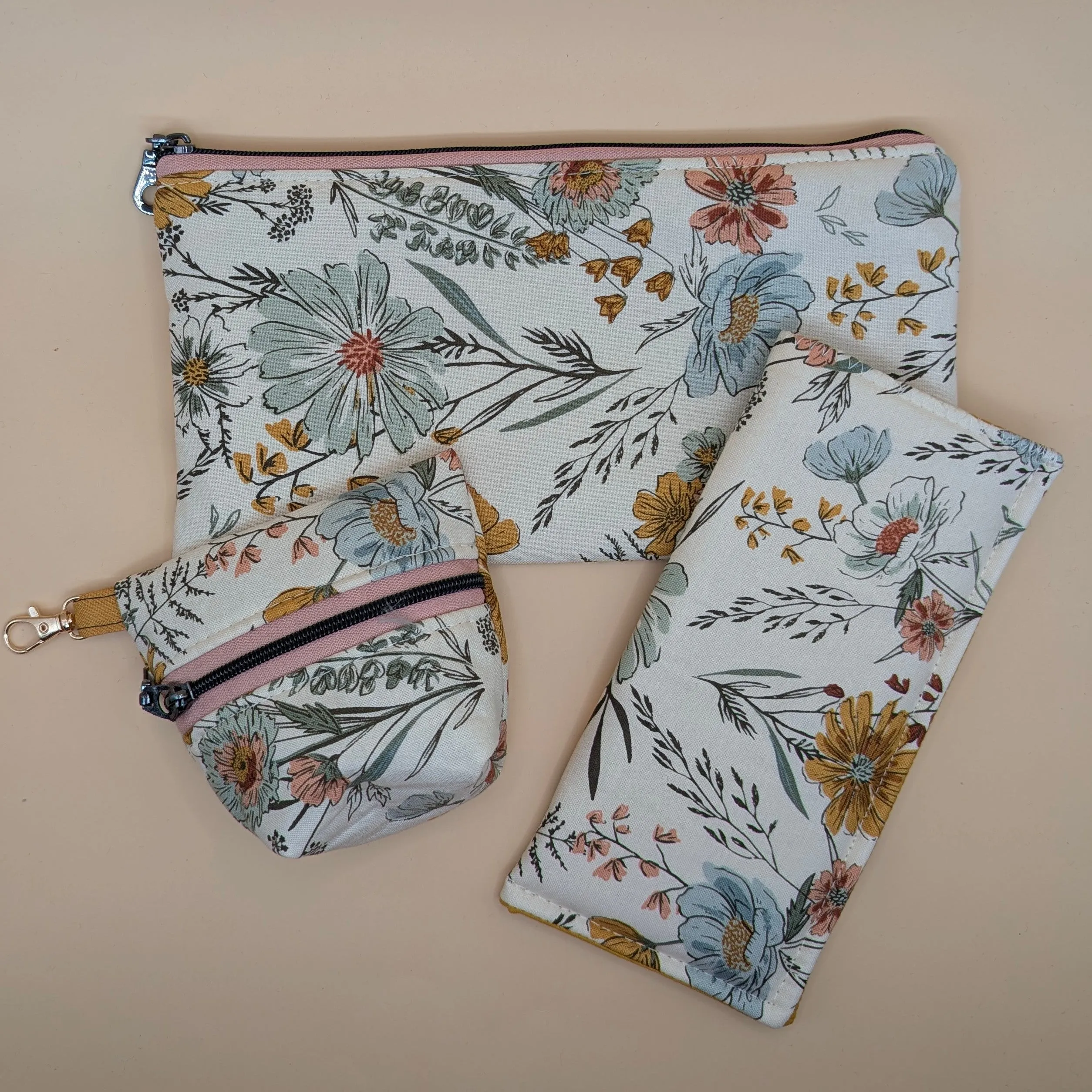 Cream Floral Mini Pouch