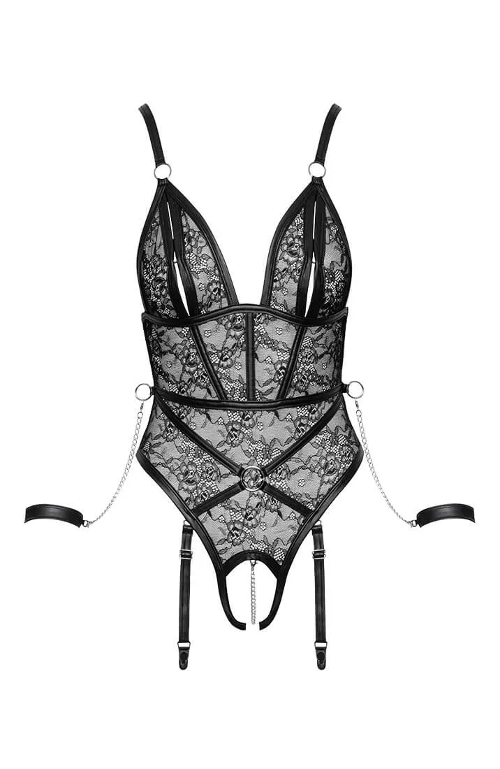 Crotchless bodysuit with restraints - Constant Desire
