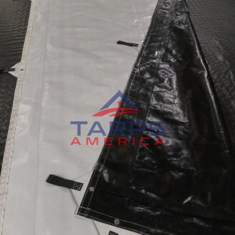 Custom Hay Tarp Cover with Hand Straps, 14 mil Black/White Heavy Duty Poly