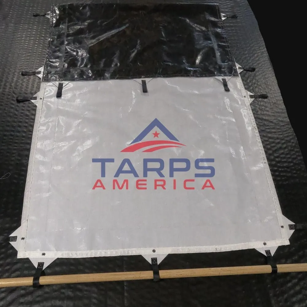 Custom Hay Tarp Cover with Hand Straps, 14 mil Black/White Heavy Duty Poly
