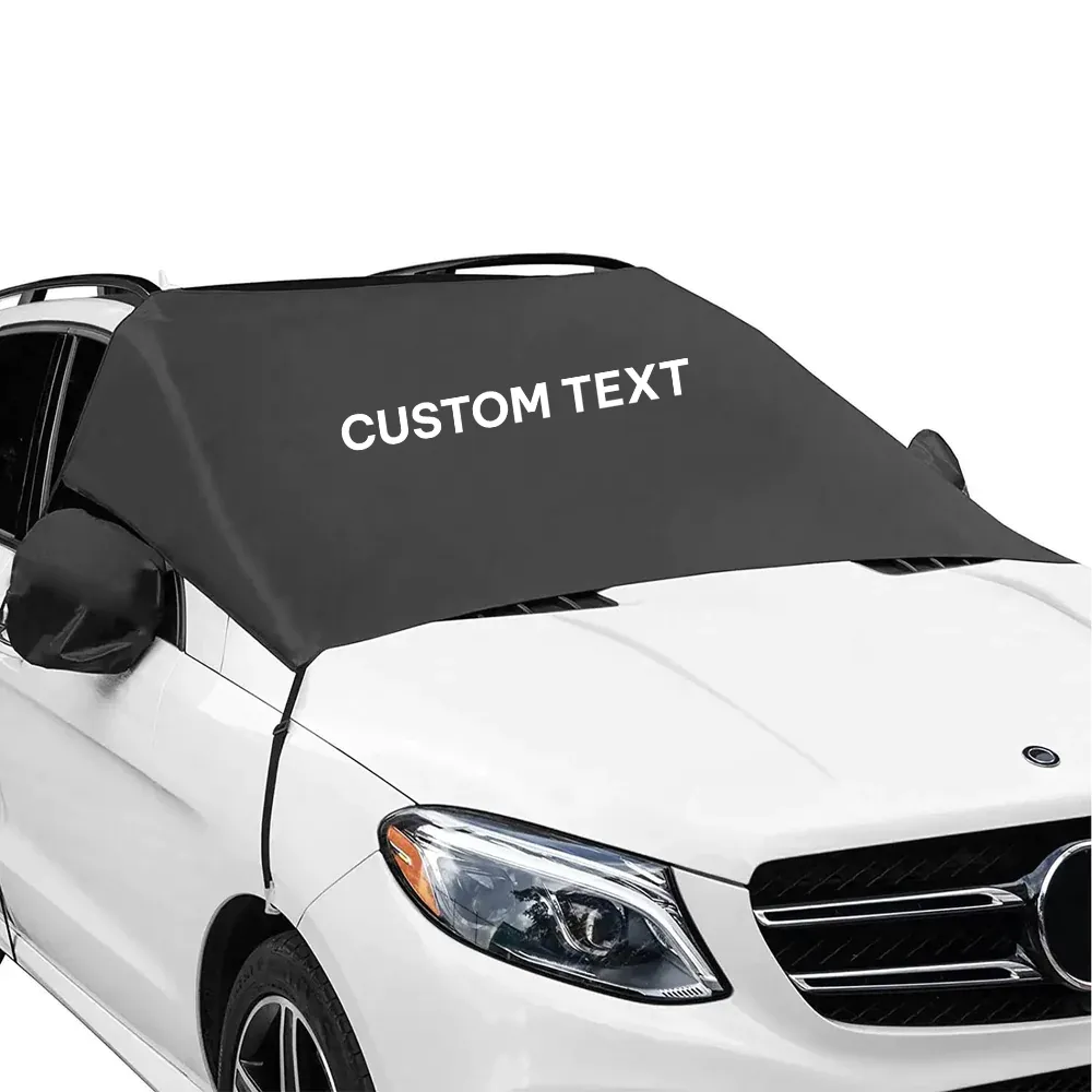 Custom Text For Car Windshield Snow Cover, Compatible with All Cars, Large Windshield Cover for Ice and Snow Frost with Removable Mirror Cover Protector, Wiper Front Window Protects Windproof UV Sunshade Cover MG15983