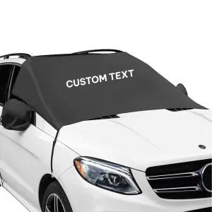 Custom Text For Car Windshield Snow Cover, Compatible with All Cars, Large Windshield Cover for Ice and Snow Frost with Removable Mirror Cover Protector, Wiper Front Window Protects Windproof UV Sunshade Cover RL15983