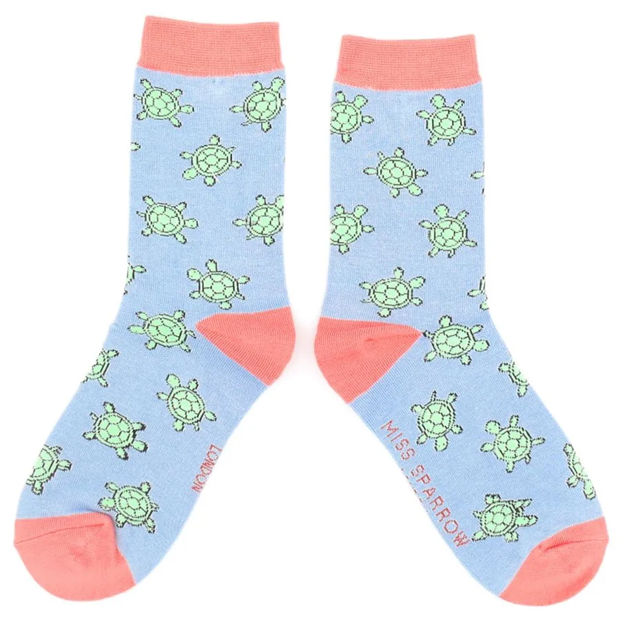 Cute Turtle Bamboo Socks by Miss Sparrow, Size UK 4-7