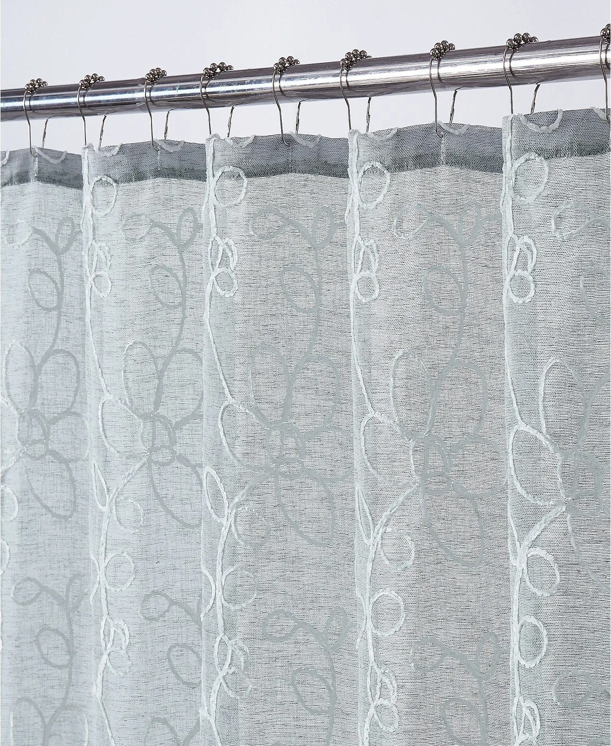 Dainty Home Rita 3D Linen Look Textured Floral 3D Chenille Designed Fabric Shower Curtain