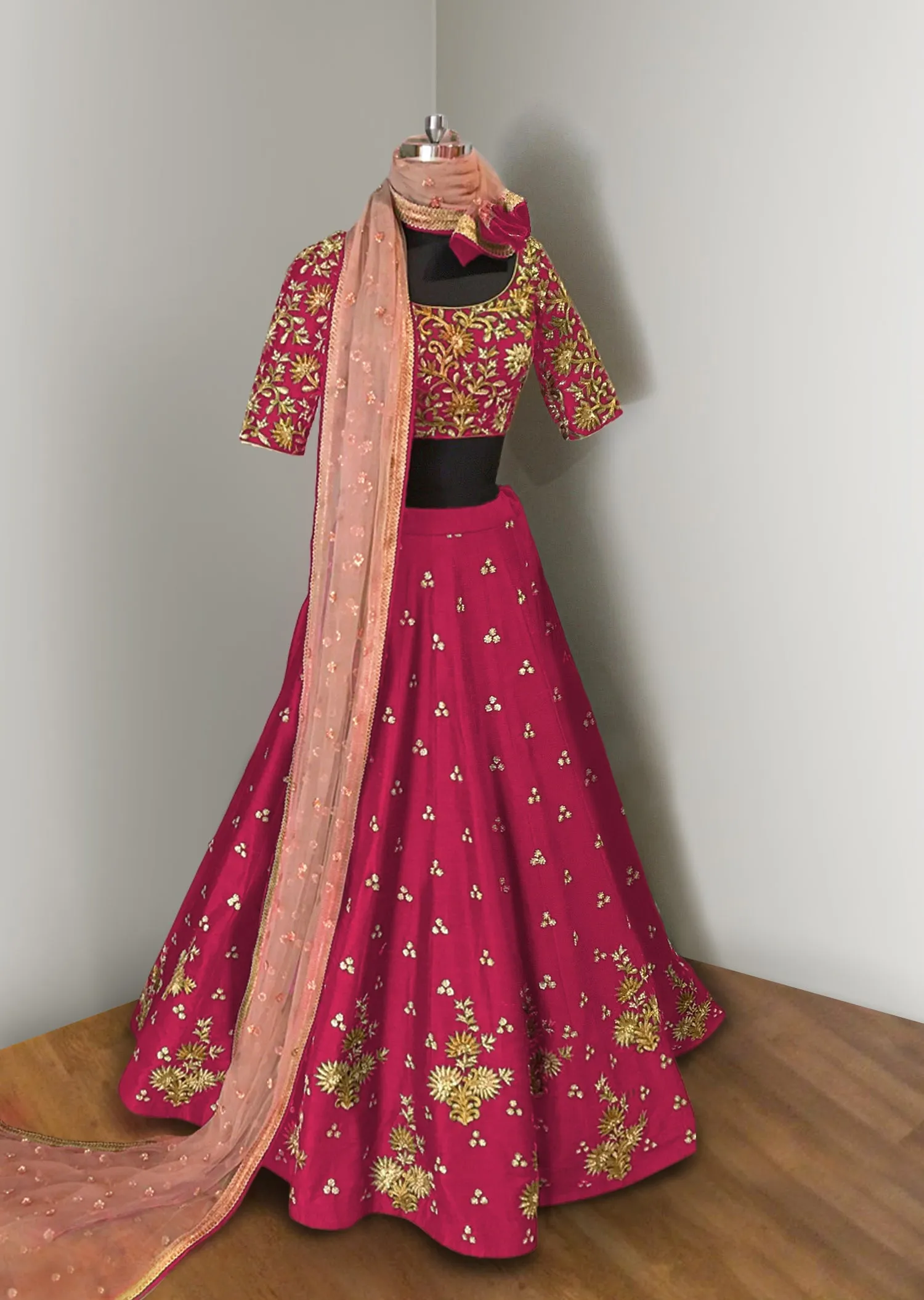 Dark Pink Color Lehenga Choli with Light Pink Dupatta