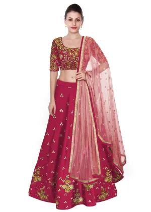 Dark Pink Color Lehenga Choli with Light Pink Dupatta