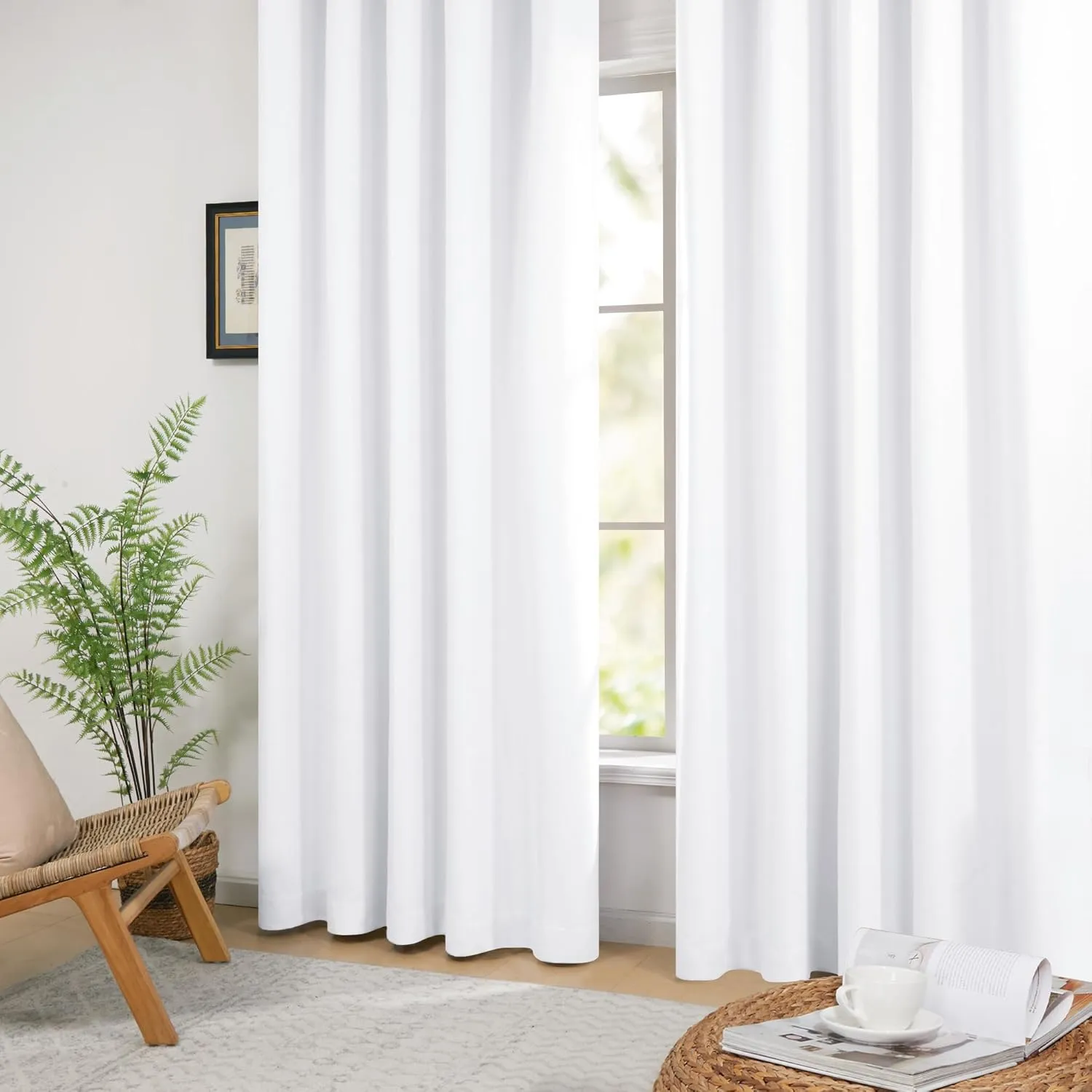 Deconovo Total Blackout Curtains Eyelet  66 x 90 Inch, Greyish White, 2 Panels- new but small dirt mark, no original packaging