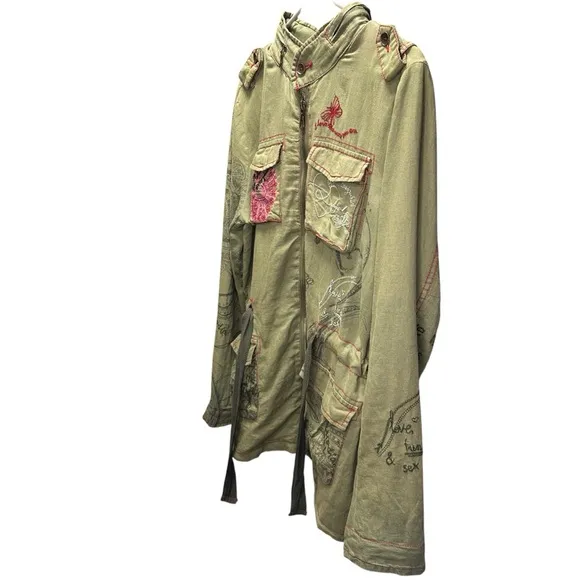 Desigual Man Love Me Kiss Me Love Military Style Jacket Wear Your Art M