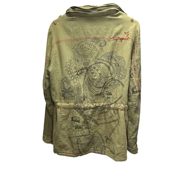 Desigual Man Love Me Kiss Me Love Military Style Jacket Wear Your Art M