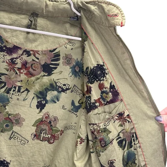 Desigual Man Love Me Kiss Me Love Military Style Jacket Wear Your Art M