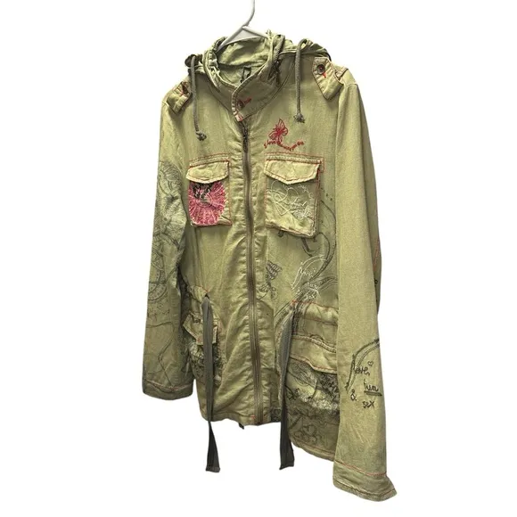 Desigual Man Love Me Kiss Me Love Military Style Jacket Wear Your Art M