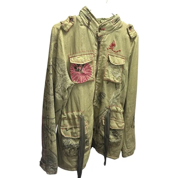 Desigual Man Love Me Kiss Me Love Military Style Jacket Wear Your Art M