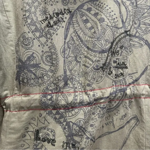 Desigual Man Love Me Kiss Me Love Military Style Jacket Wear Your Art M