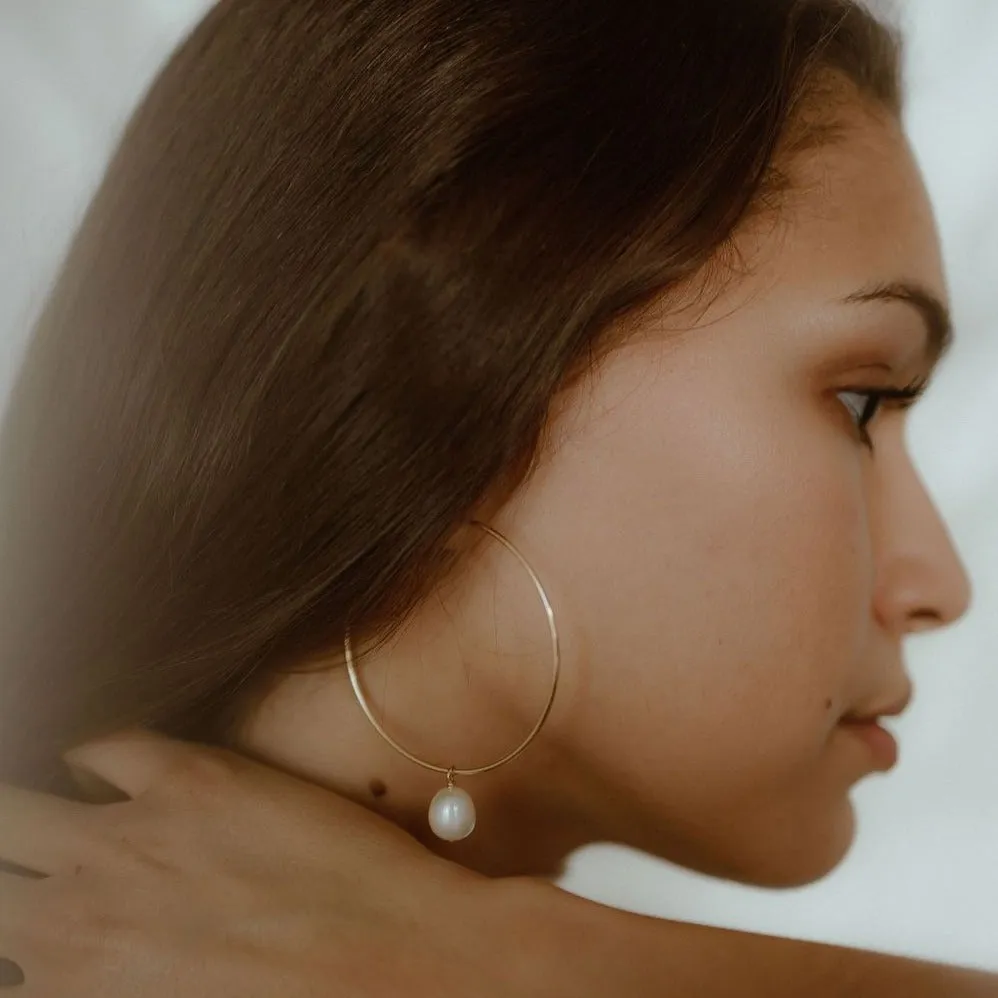 Detachable Pearl Hoop Earrings
