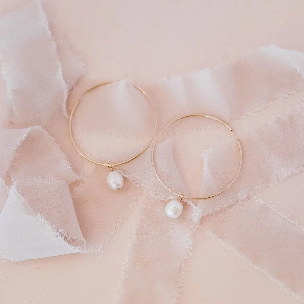 Detachable Pearl Hoop Earrings