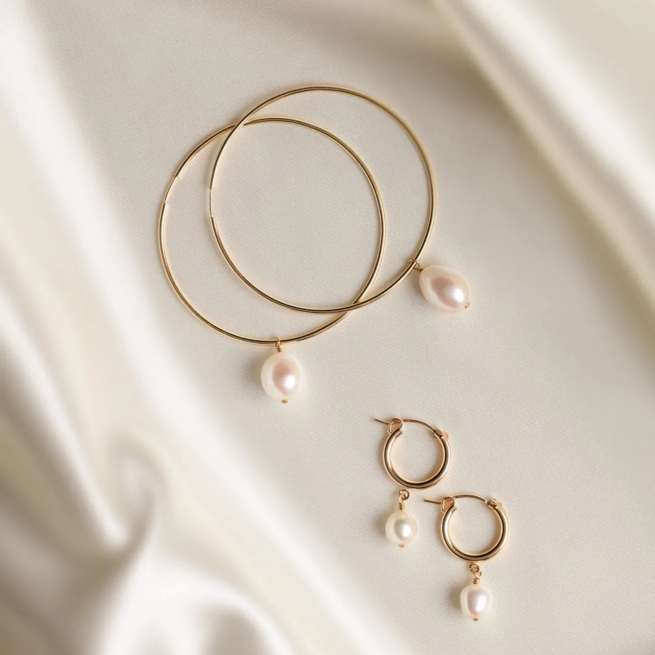 Detachable Pearl Hoop Earrings