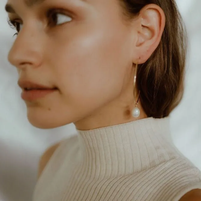 Detachable Pearl Hoop Earrings