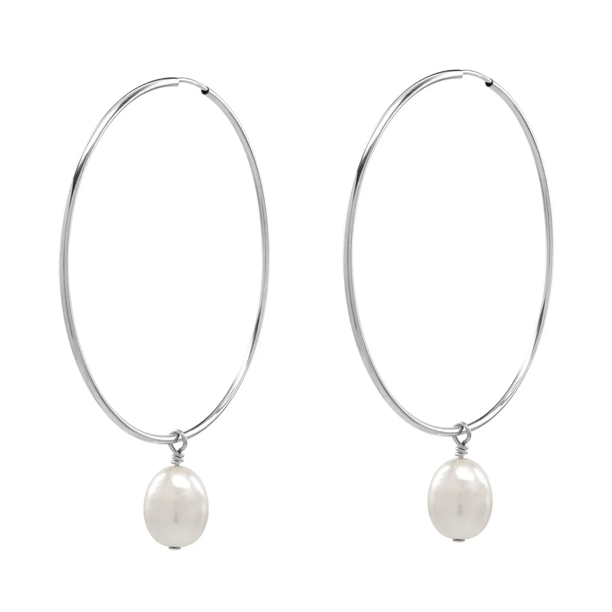 Detachable Pearl Hoop Earrings