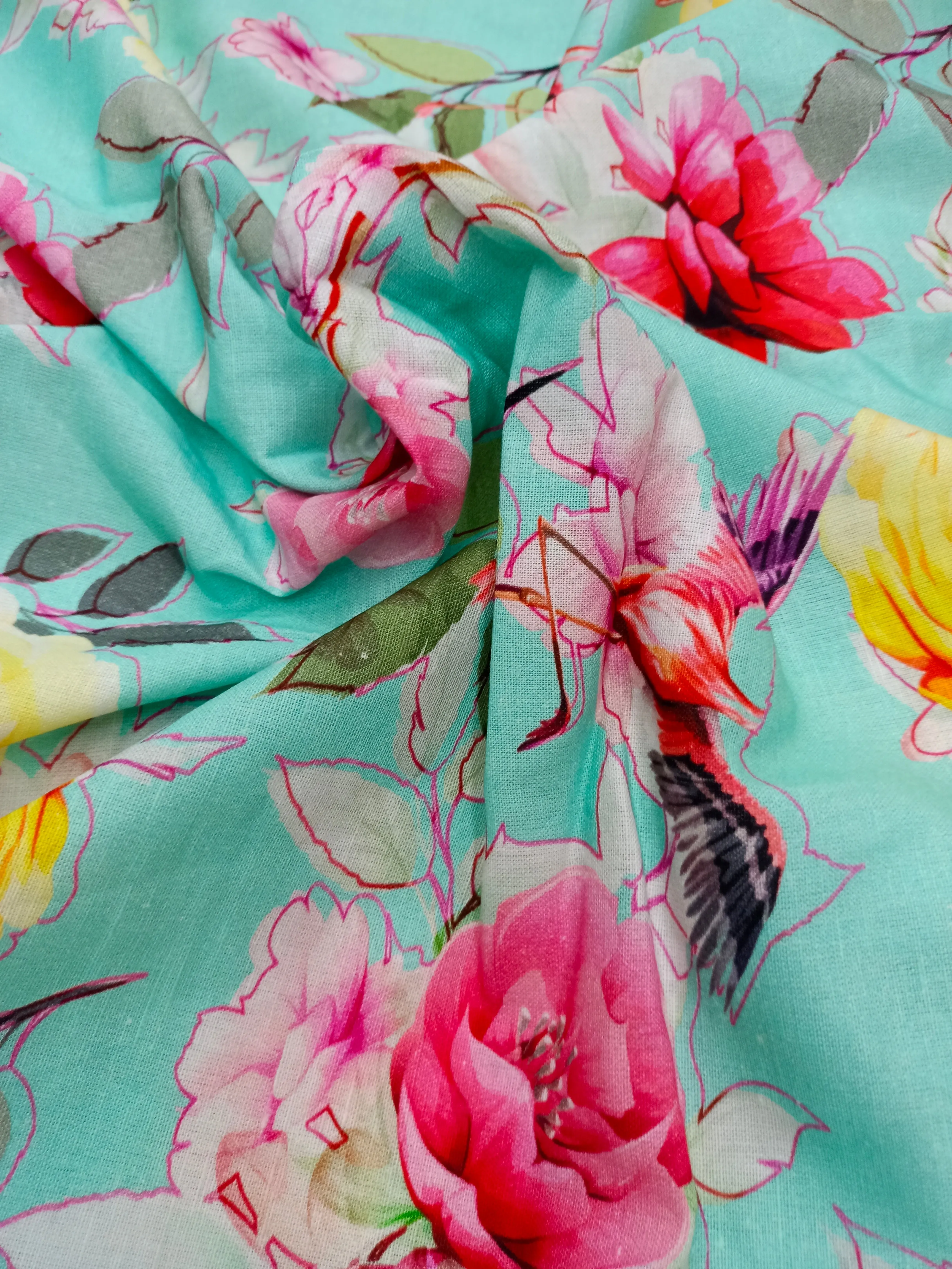 Digital Printed Linen Spun Cotton Soft Fabric