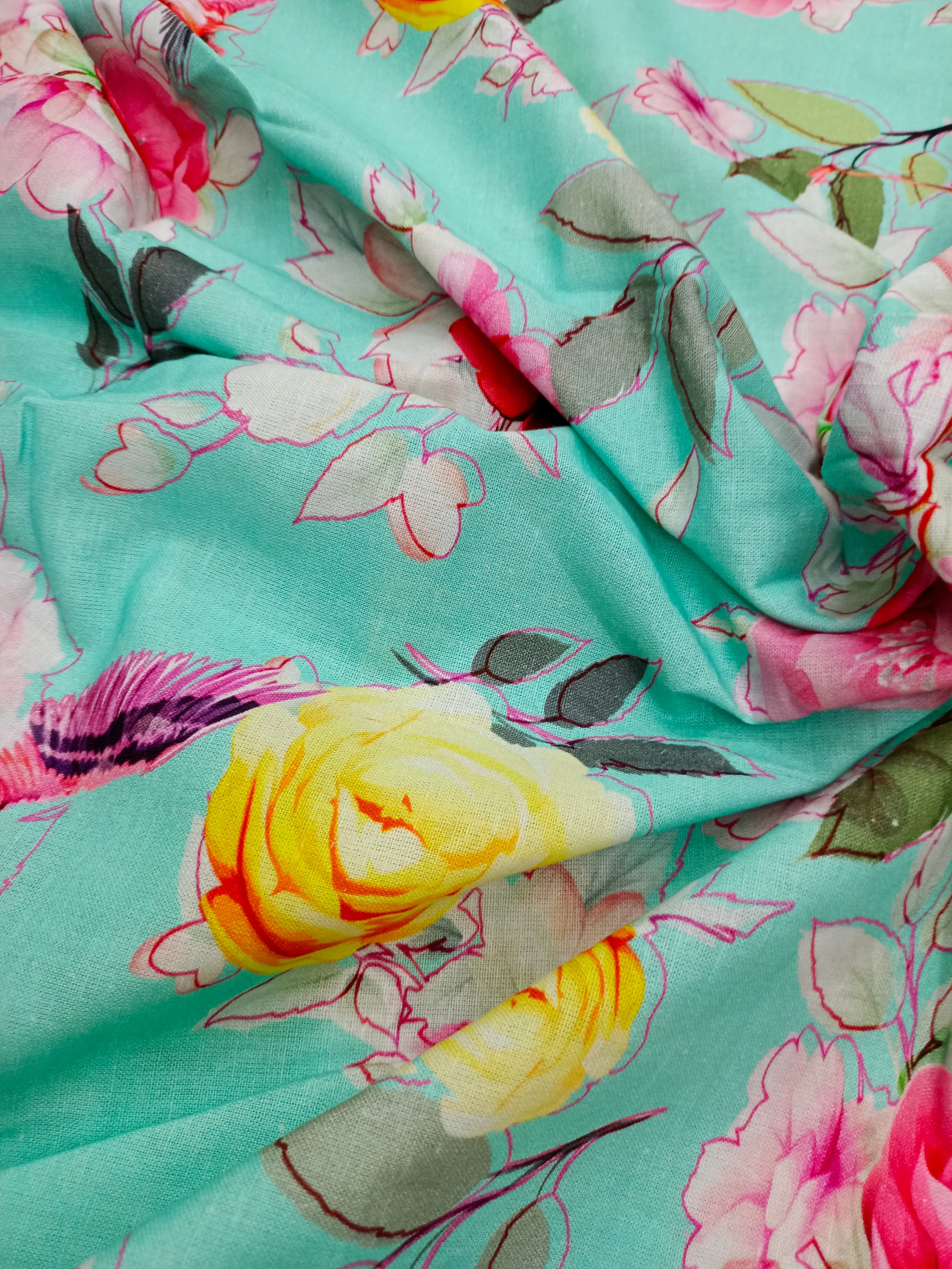 Digital Printed Linen Spun Cotton Soft Fabric