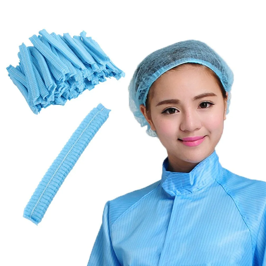 Disposable 100 Pieces Non-woven Hair Net Bouffant Blue