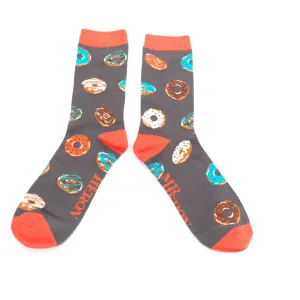 Doughnuts Bamboo Socks in Charcoal by Mr Heron, Size UK 7-11