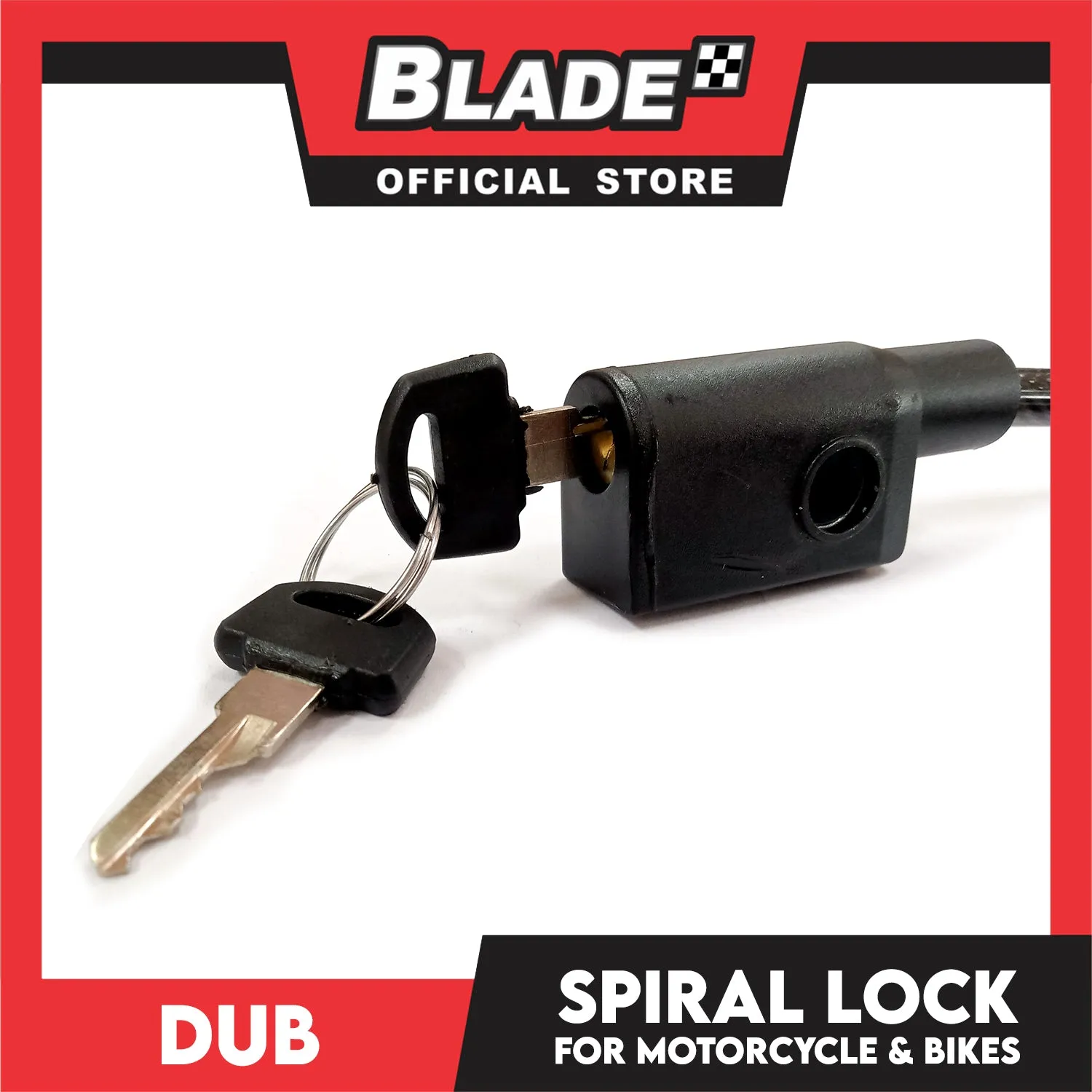Dub Bike Lock 420 Security Spiral Lock Square with 2 Keys (Black)
