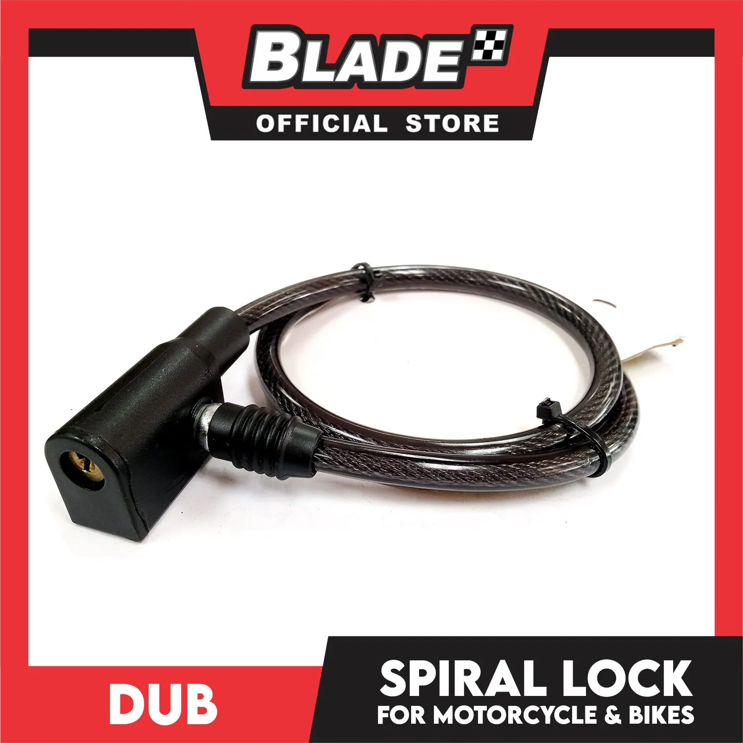 Dub Bike Lock 420 Security Spiral Lock Square with 2 Keys (Black)