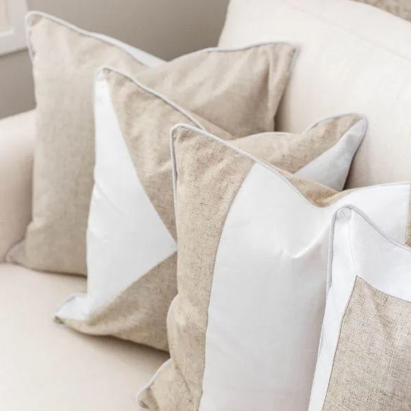 Eastwood White & Jute Panel Cushion 50cm x 50cm