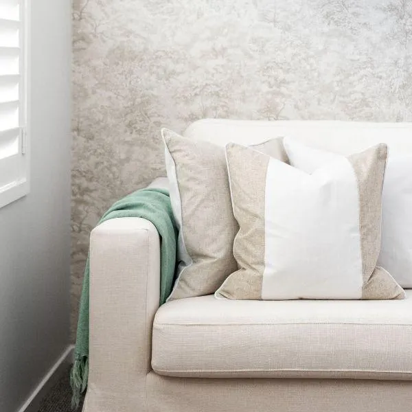 Eastwood White & Jute Panel Cushion 50cm x 50cm