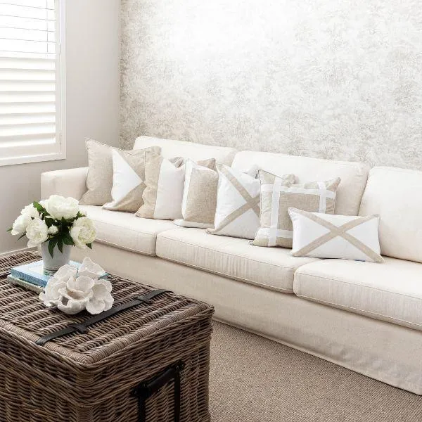 Eastwood White & Jute Panel Cushion 50cm x 50cm